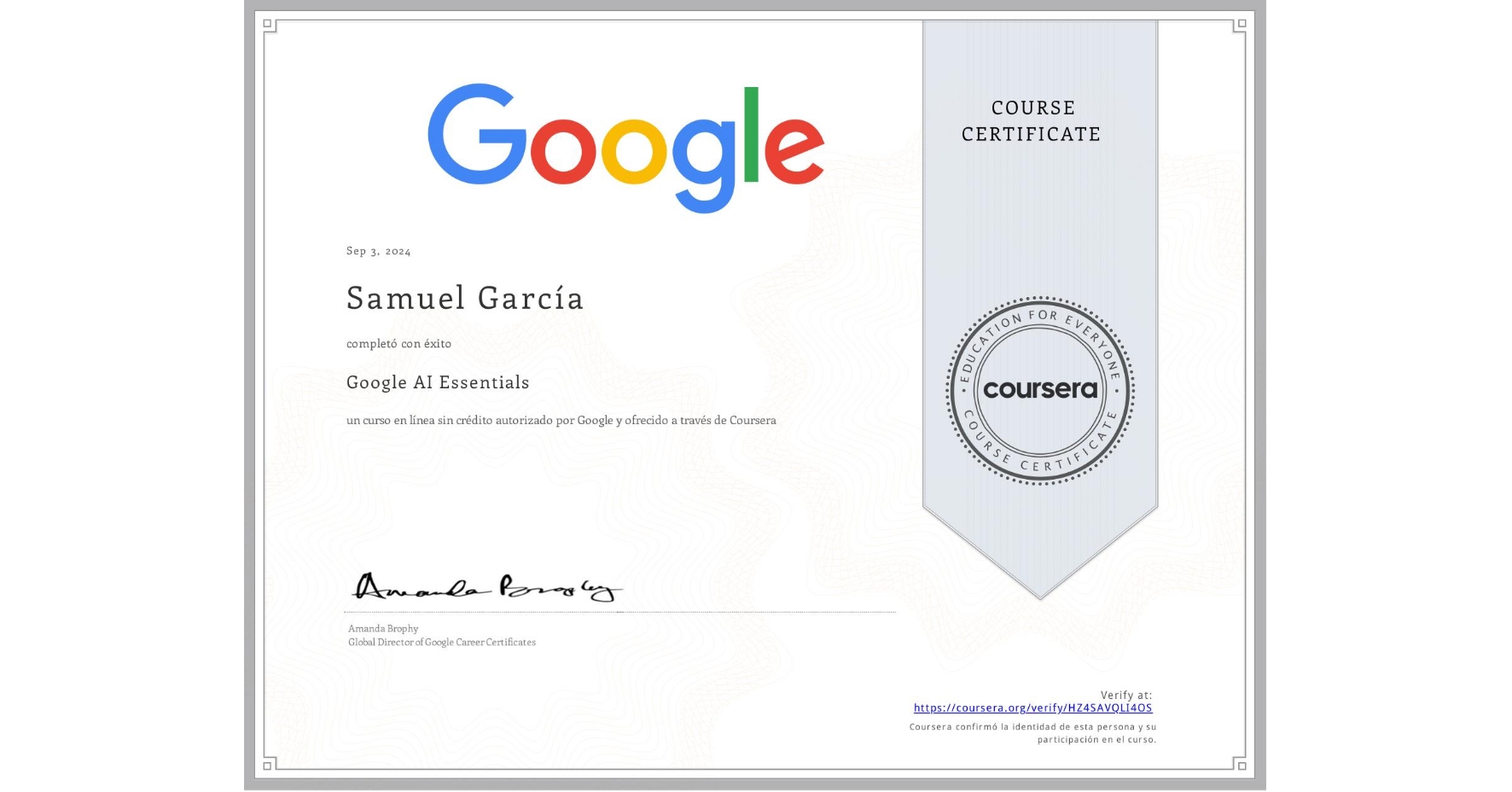 Google AI Essentials Diploma